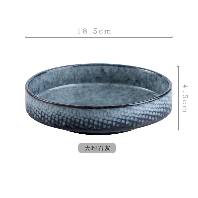 Retro Japanese Creative Kiln Colour Ceramic Dinner Dish Plate Noodle Bowl Soup Dish Ceramic Salad Bowl for Home Restaurant