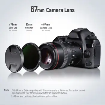 NEEWER 67mm Variable ND Filter ND2-ND32 (1-5 Stops) Adjustable Neutral Density Camera Lens Filter detail image