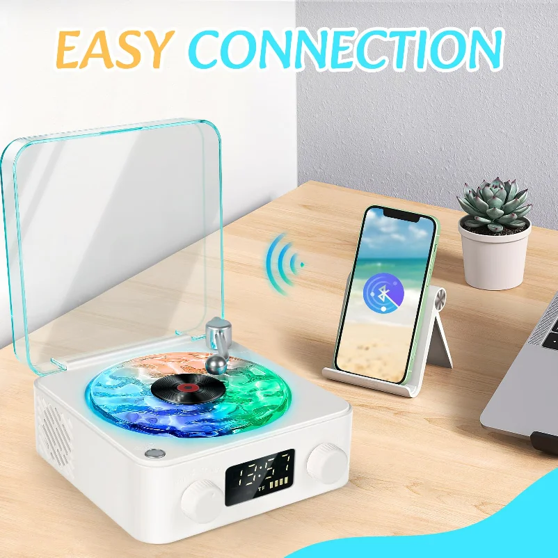 Tinghai Retro Audio Wireless Small Subwoofer Computer Vinyl Record Player Bluetooth Speaker