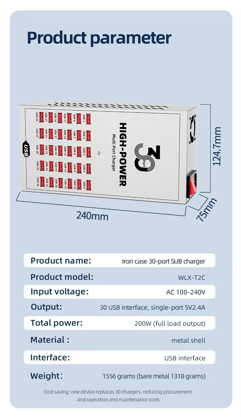 スマートマルチ USB 充電器 30/40/50/80/100 ポート USB アダプタ 5V 2.4A DC 電源統合携帯電話タブレット充電ステーション