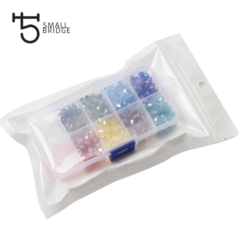 10 Grids Box Trendy Set Bicone Glass Beads for jewelry loose spacer beads wholesale manufacture