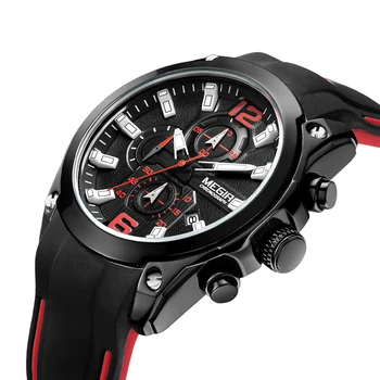 Megir 2063 Mens Quartz Univers Silicone Strap Band Watch Chronograph 24mm Brand Width Watches