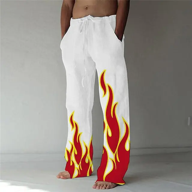 3D Flame Graphic Sweatpants - Custom Men's French Terry Joggers