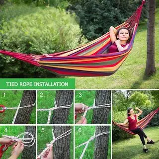 Sleeping Camping Hammock Outdoor Portable Nylon Canvas Travel Washable Swing Bed Free Storage Bag Camping & Hiking Gear Foldable