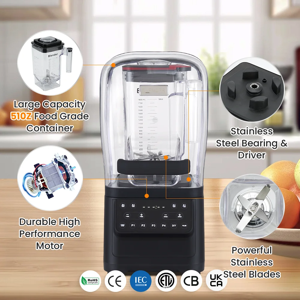 Lohas Commercial Heavy Duty Blender High Speed Industrial Juicer Extractor Smoothie Maker Machine for Hotel Kitchen