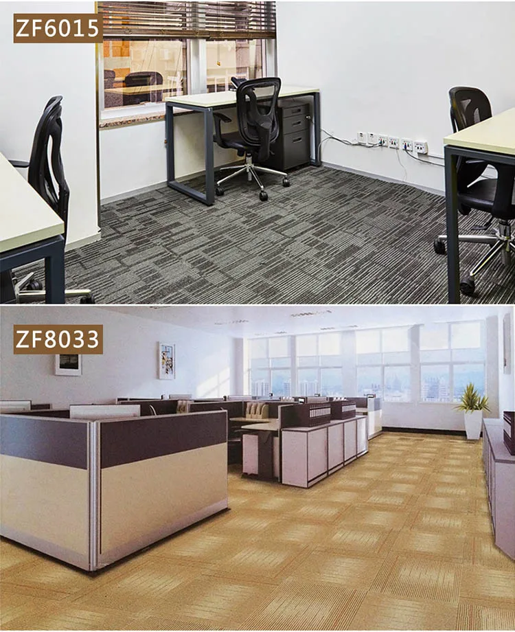 Comercial Use Office Carpet Tiles Easy To Install Rug Pvc Backing Stripe Grey Hotel Corridor