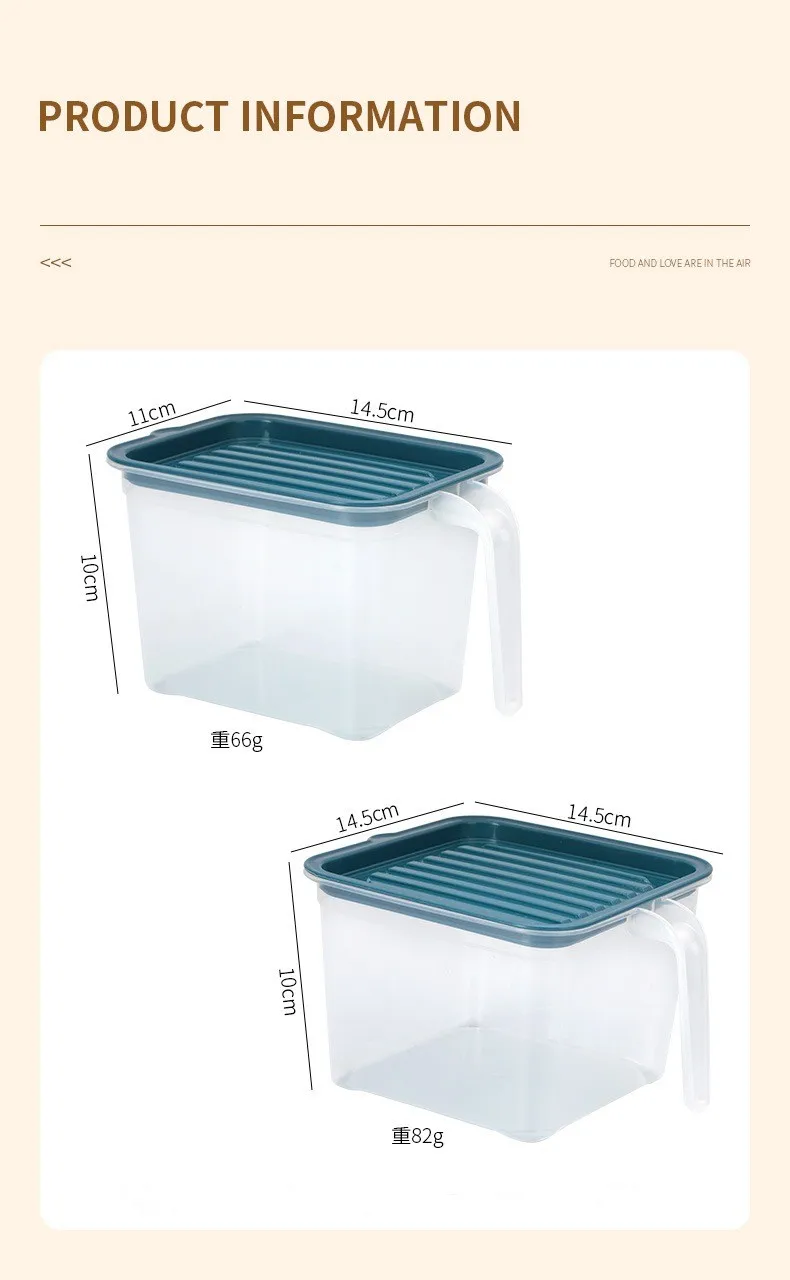 Transparent plastic refrigerator handle storage box PET transparent storage belt kitchen frozen food preservation box details