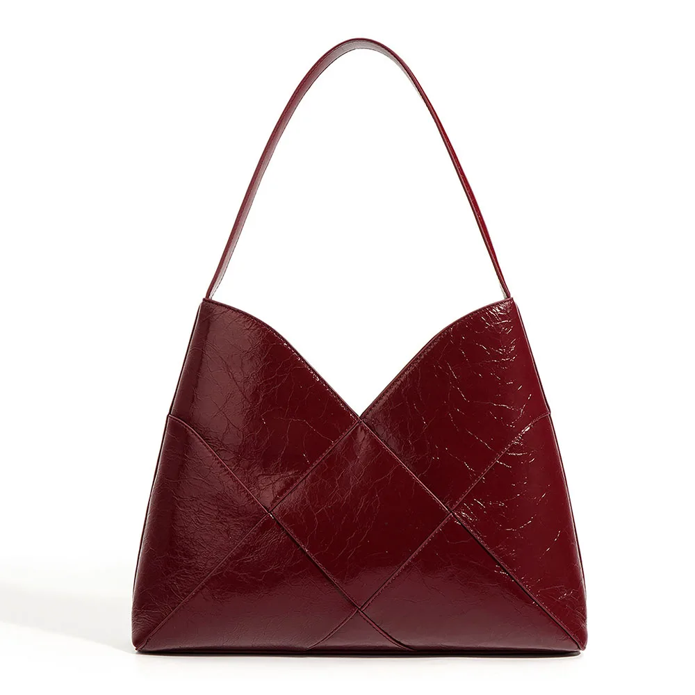 New Vintage INS Style Ladies Genuine Cow Leather Tote Bag Handbags with String Closure for Women and Girls