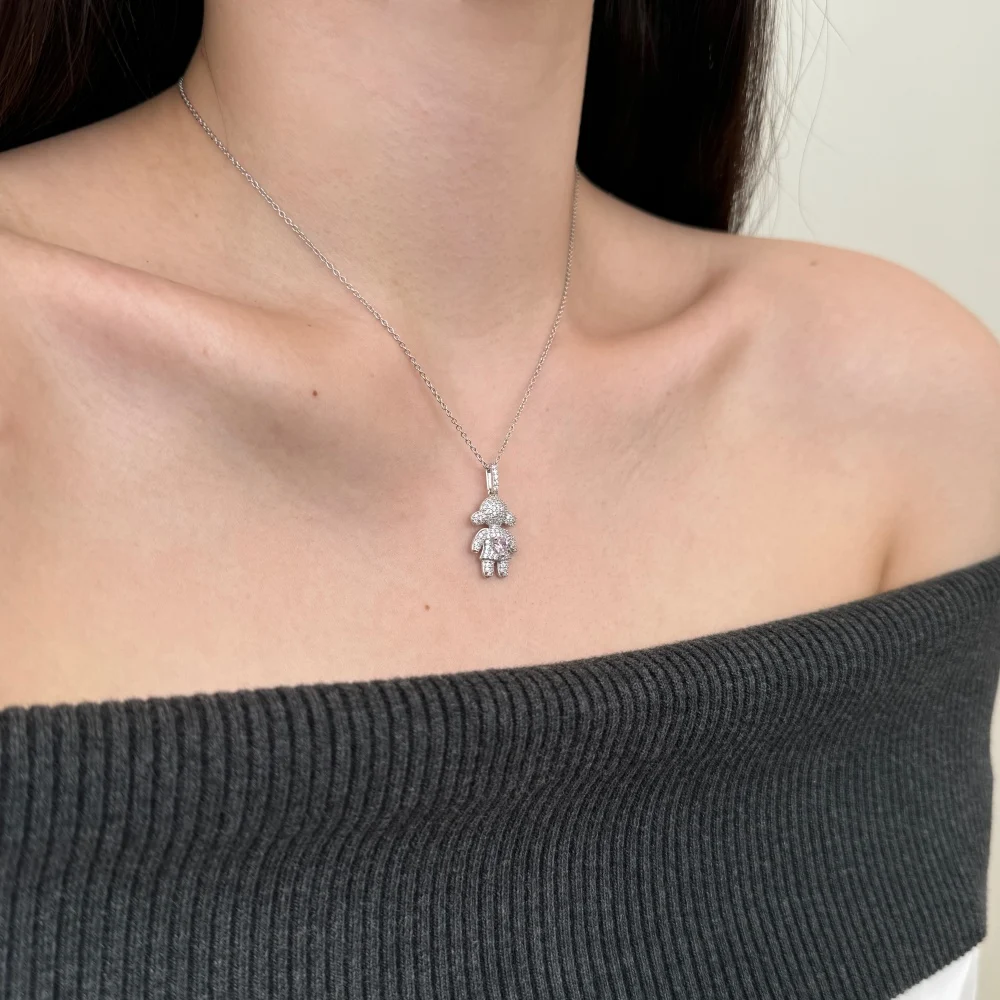 KAKODIY Special Design OEM ODM Jewelry 925 Sterling Silver 18K Gold Plated Dazzling 5A Zirconia Little Girls Pendant Necklace detail 9