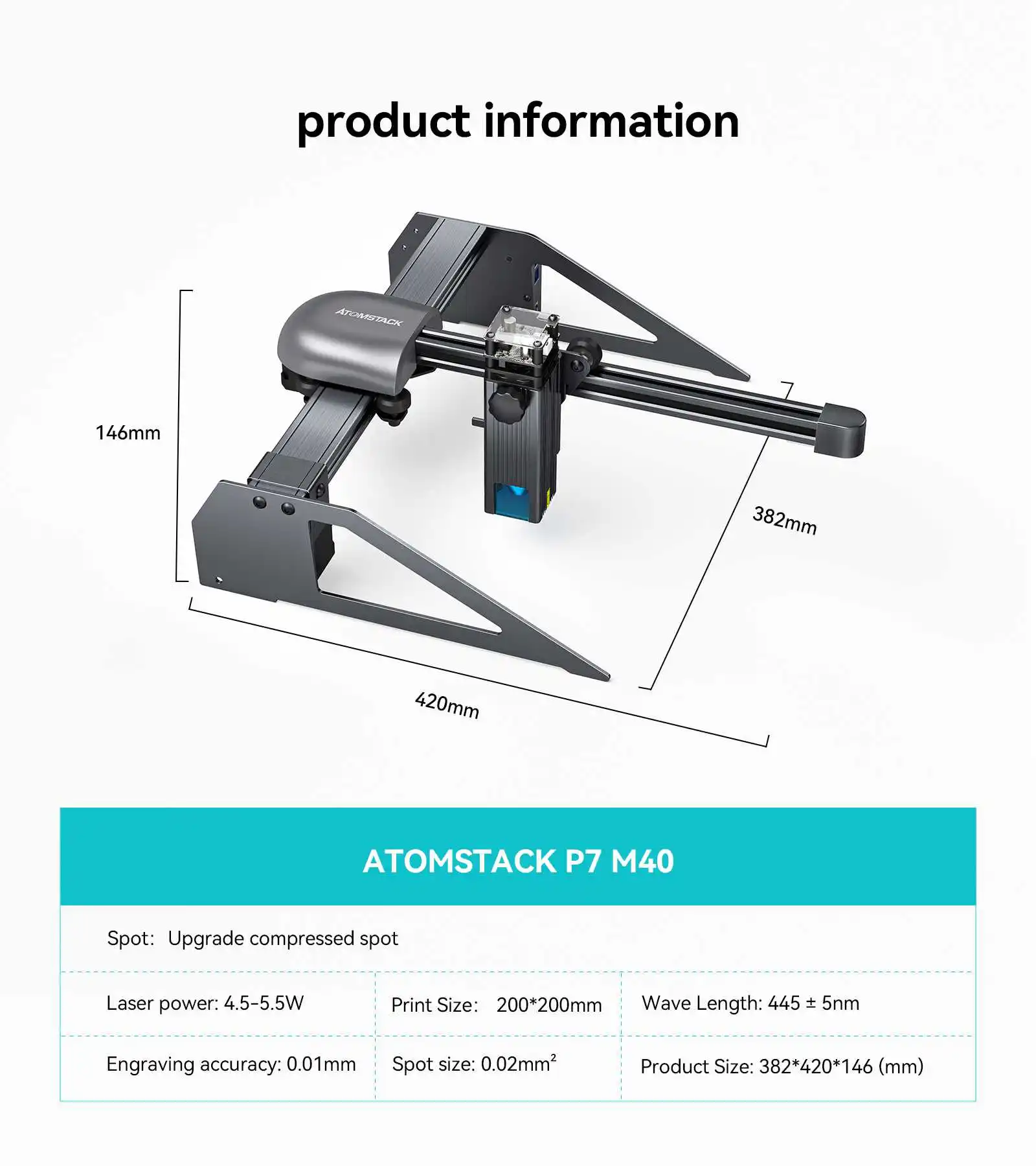 ATOMSTACK P7 Pro 40W Laser Engraver - Portable Wood, Metal