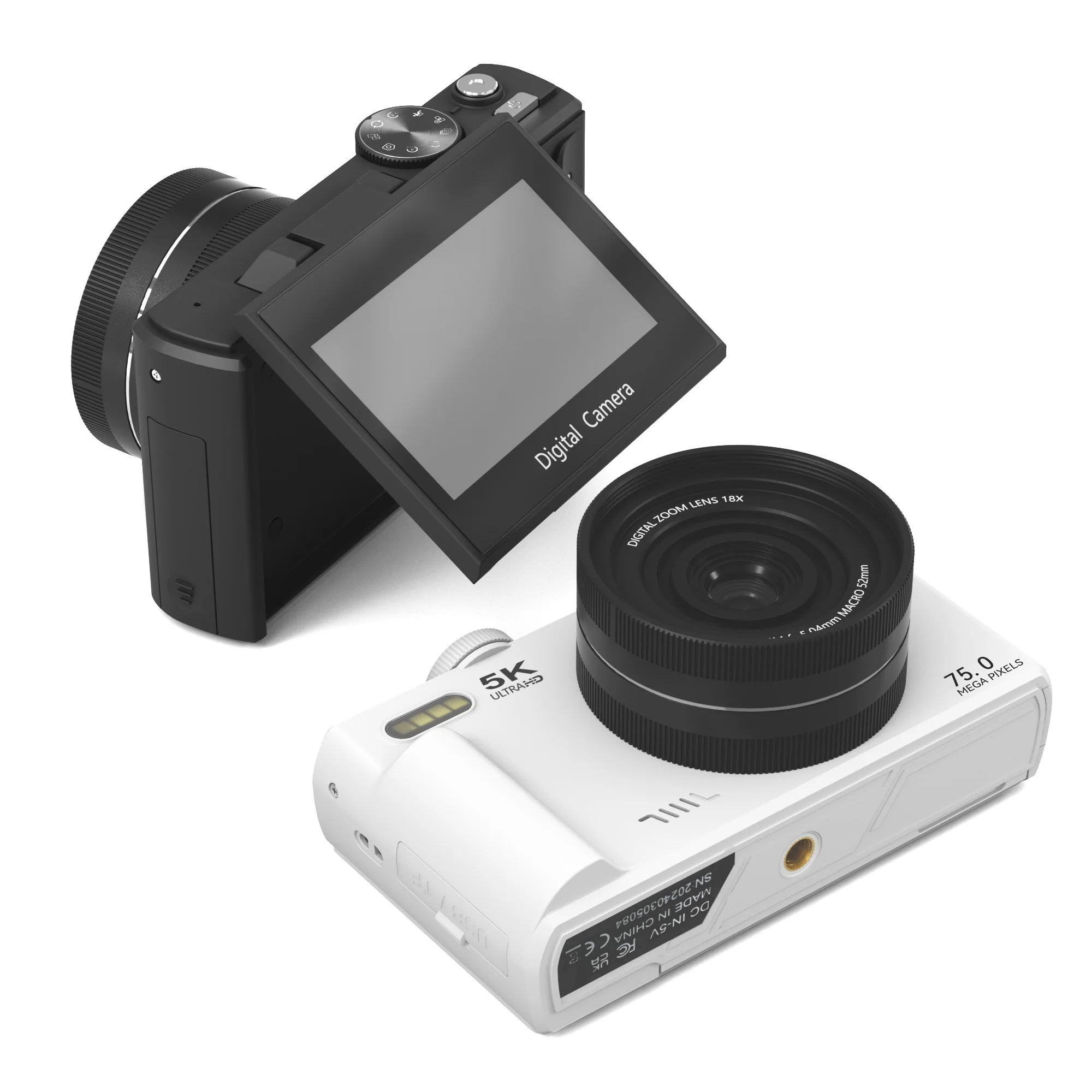 UHD WiFi 5K Digital Camera with 18X Zoom, 3