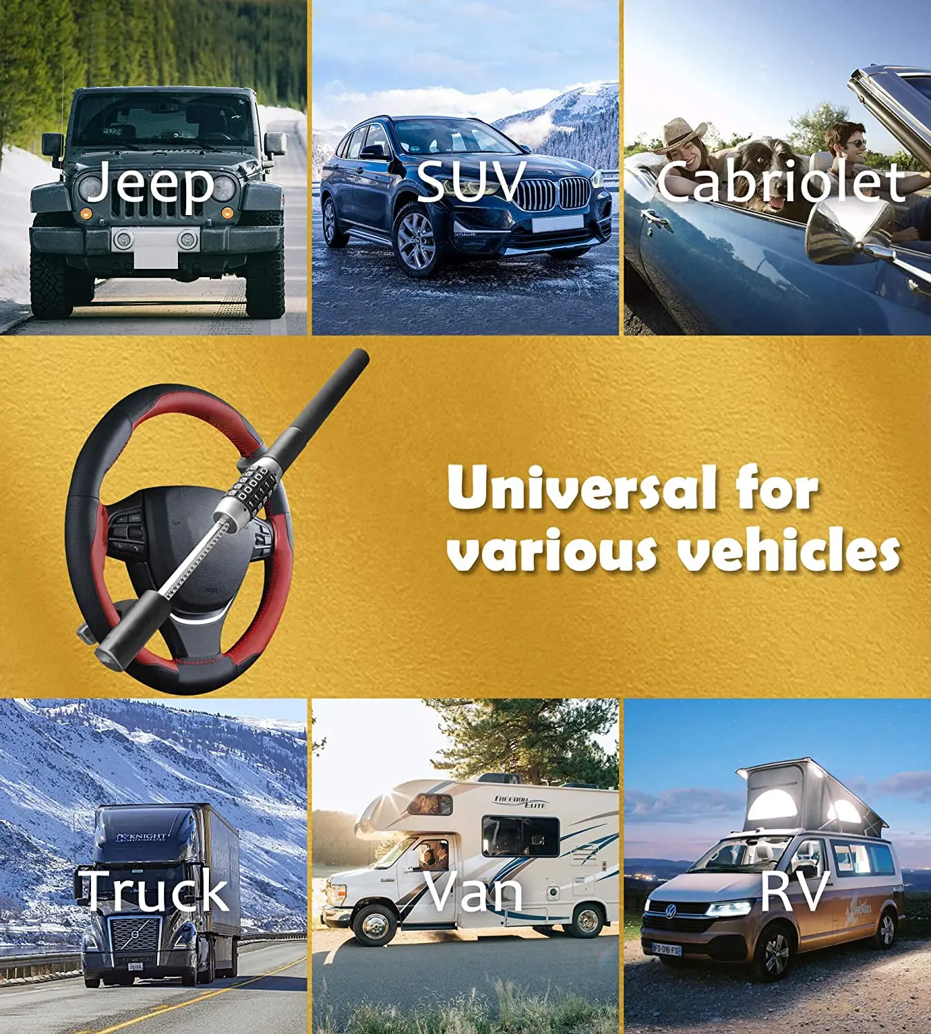 Car Antitheft Device Steering Wheel Combination Lock High Quality Universal Adjustable Steering