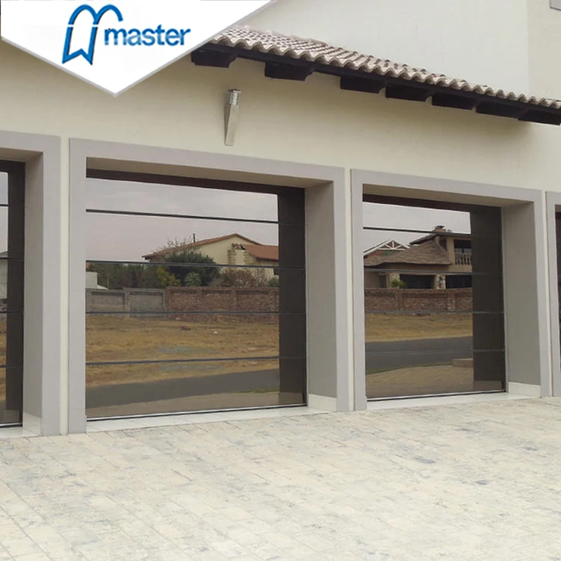Double Frameless Modern Design Overhead Electric Automatic Sectional Aluminum Mirror Glass Garage Door for Home