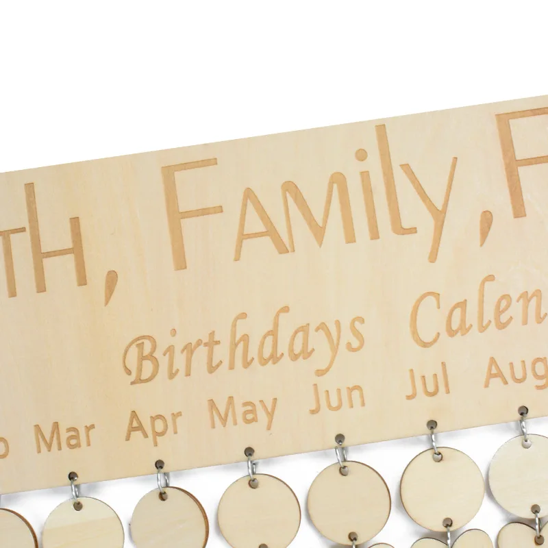 ISO9001 Beige Color Wooden Hanging Birthday Calendar OEM