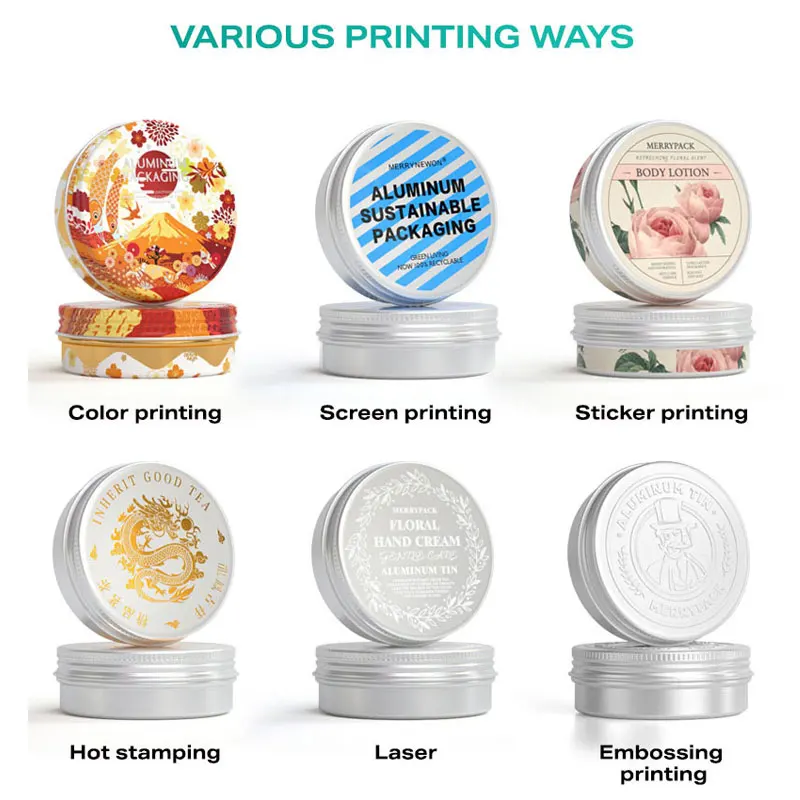 5ml 10ml 20ml 30ml 50ml 60ml 80ml 100ml 150ml 200ml Round Aluminum Cosmetic Tin Container Metal Aluminum Jar Silver