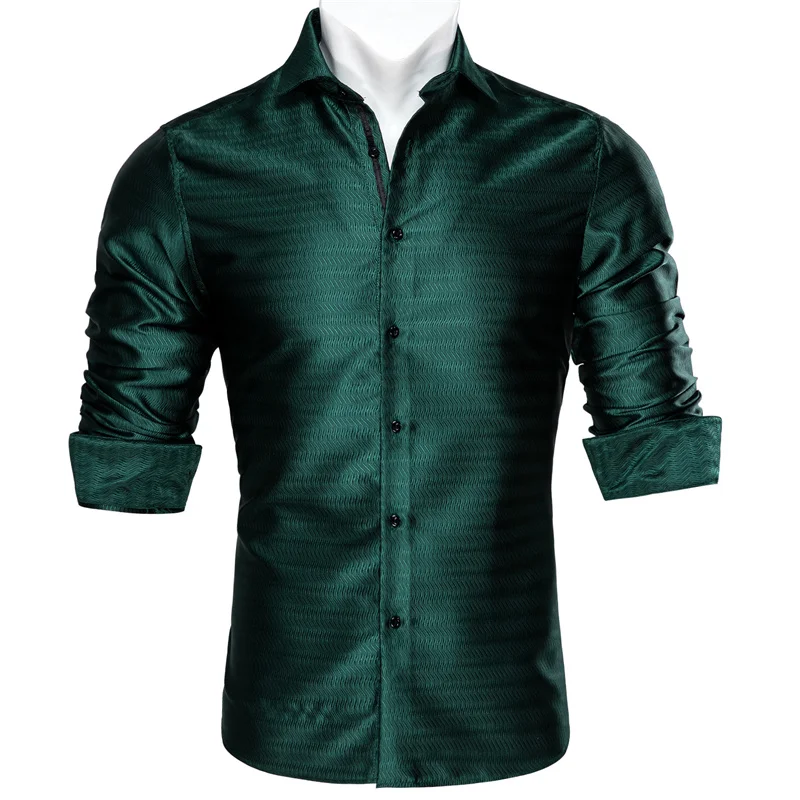 mens green paisley dress shirt Hisdern Men's Green Splicing Paisley Dress Shirt For Office Wear S main image 1