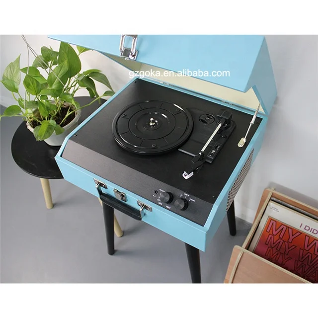 3 Speed Turntable Vinyl Record Player Built In Speakers Suitcase ...