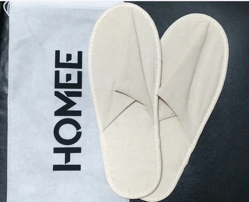 Eco Friendly Spa Slipper Sugar Cane Residue Straw Material Linen Cloth