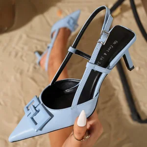 1208B-8New Style Thin Heel Sandals Ladies Shoes Summer  Women's Shoes Heeled Sandals Pointed Design High Heels Shoes for Women