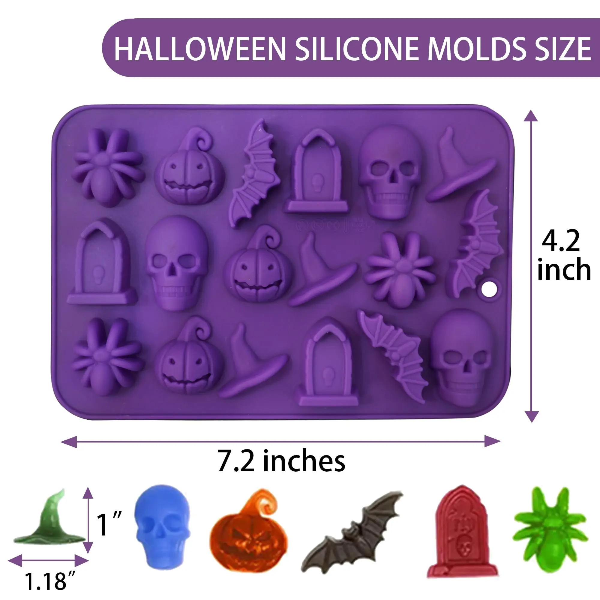 Halloween-Silikonformen – 4 Stück Mit Fledermaus, Hexe, Spinne