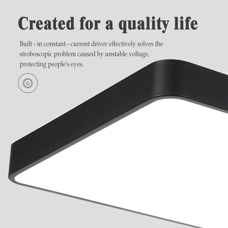 Moderni Nigri Albi Luminis LED Plani Lucernae Rectangulares Officinae Camerae Habitaculi Lampades Pendentes Domus Illuminatio