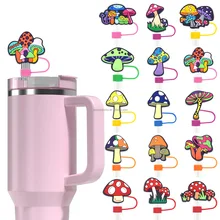 Wholesale Cartoon Mushroom Straw Charms Topper Straw Cap Bar Beverage Accessory Decoration Bottle Cup Mug Tumbler Straw Charms