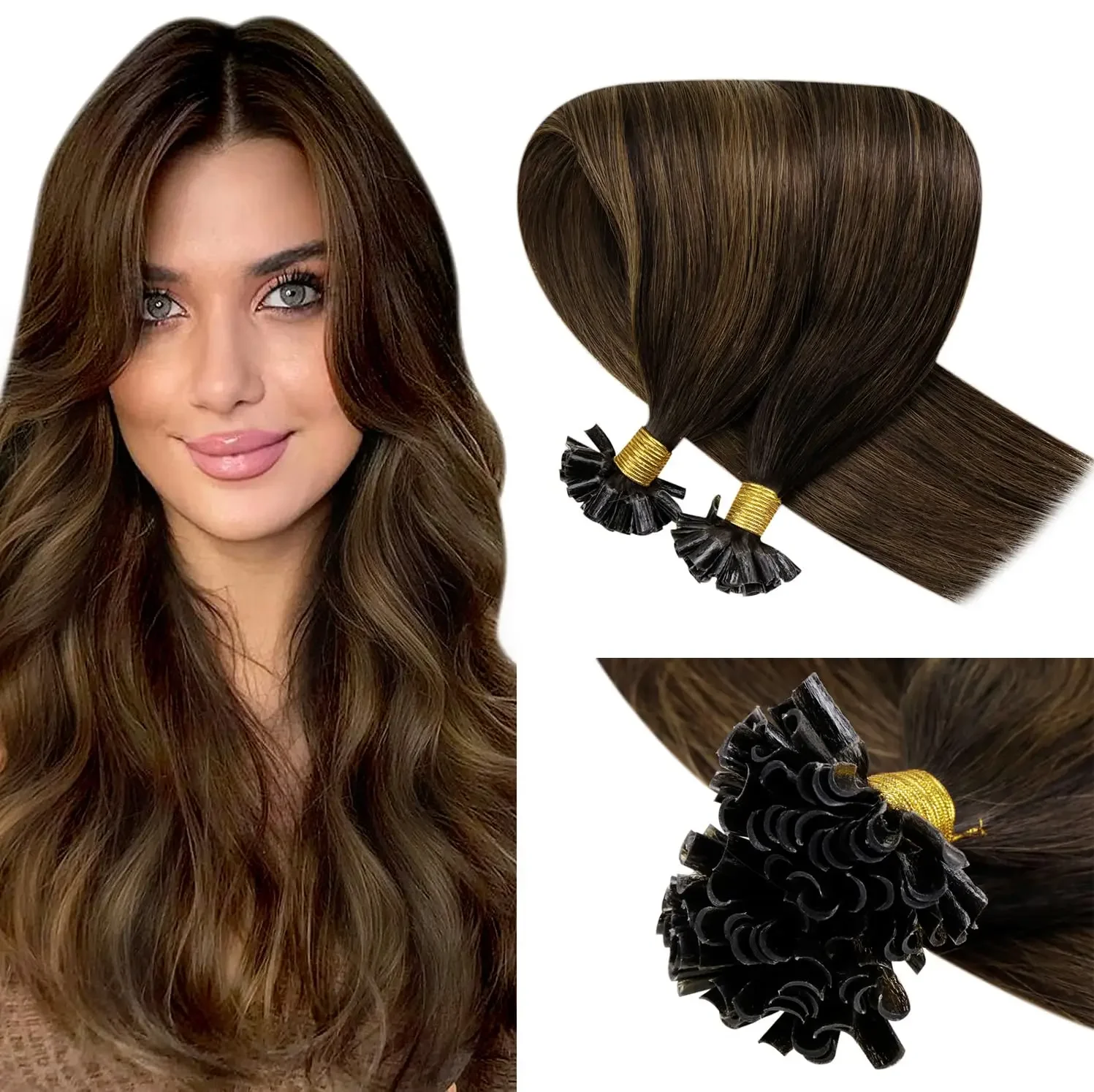 LaaVoo U-Tip-Haarverlängerung, Remy-Menschenhaar, Fusion, vorgebundenes Balayage, 14-22 Zoll, 100 % Echthaar_voghion.com