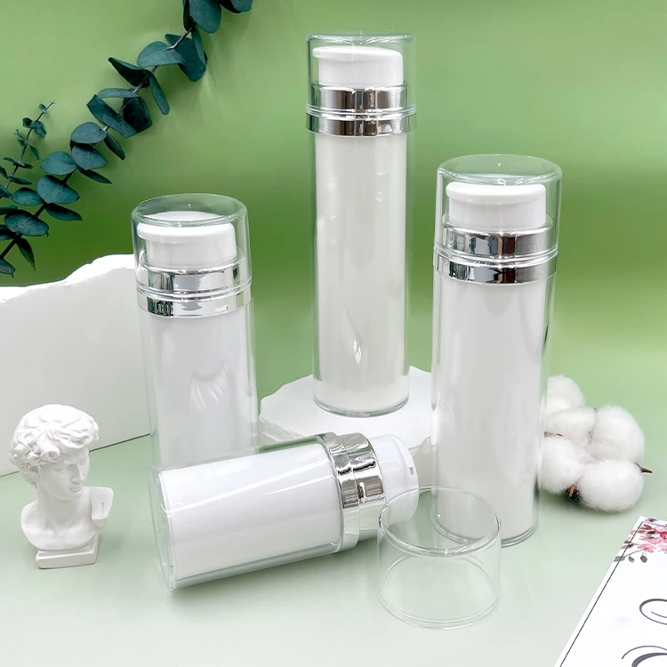 Skin care Packaging 50ml 80ml 100ml 120ml Aluminum Collar Airless Bottle Plastic Cosmetic Bottle