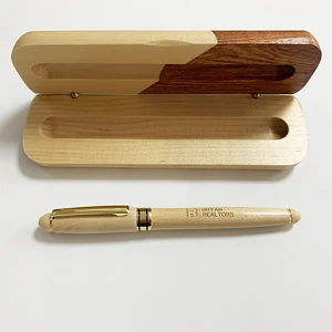 Hot Selling Luxury Maple Wood Roller Pen with Custom logo Promotion Wood Roller Pen Set with Multi Color Box for Christmas Gift
