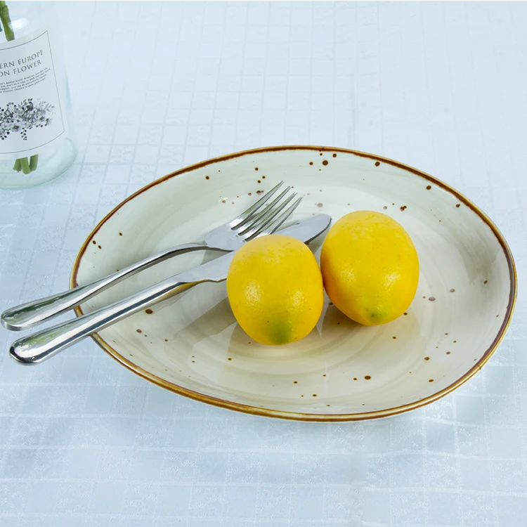 High Quality Color Glazed Rustic Modern Stoneware Plates Restaurant Ceramic Porcelain Dish Plate