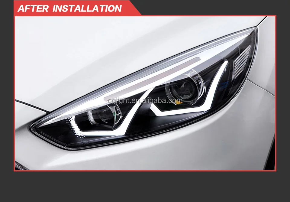 Faro delantero para coche Ford Focus, lente de proyector, señal dinámica Drl, accesorios automotrices, 2015-2017