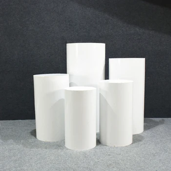 Wholesale White Acrylic Party Round Plinths, Acrylic Cylinder Pedestals Display Platform for Wedding Stage Decoration