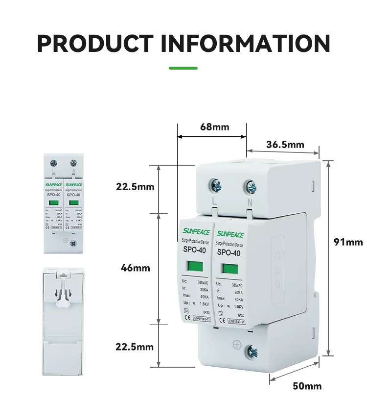 Manufacturer Factory Price OEM ODM Solar DC PV 1P 2P 3P 4P T2 20KA 40KA DC SPD surge protector device 3 Manufacturer Factory Price OEM ODM Solar DC PV 1P 2P 3P 4P T2 20KA 40KA DC SPD surge protector device 3