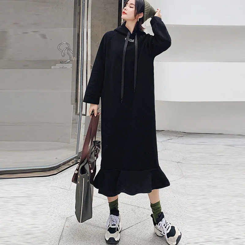 Wholesale Winter Pocket And Pattern Fleece Printing Long Sweatshirt Lady Maxi Hooded Hoodie Dress For Women Wholesale Winter Pocket And Pattern Fleece Printing Long Sweatshirt Lady Maxi Hooded Hoodie Dress For Women