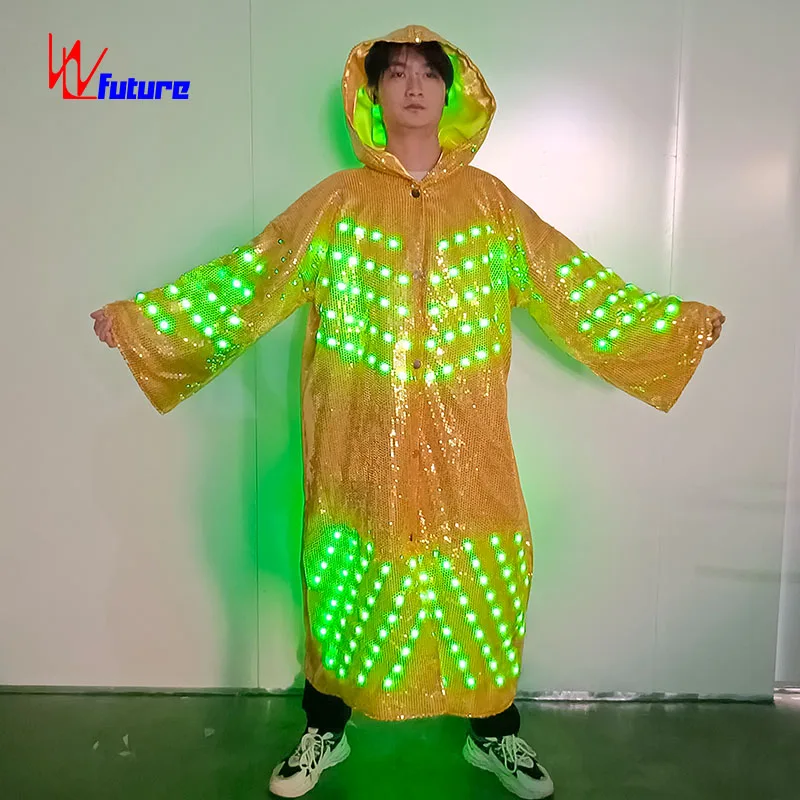 Programmable Controller Fluorescent Dance Raincoat Stage Performance Costume