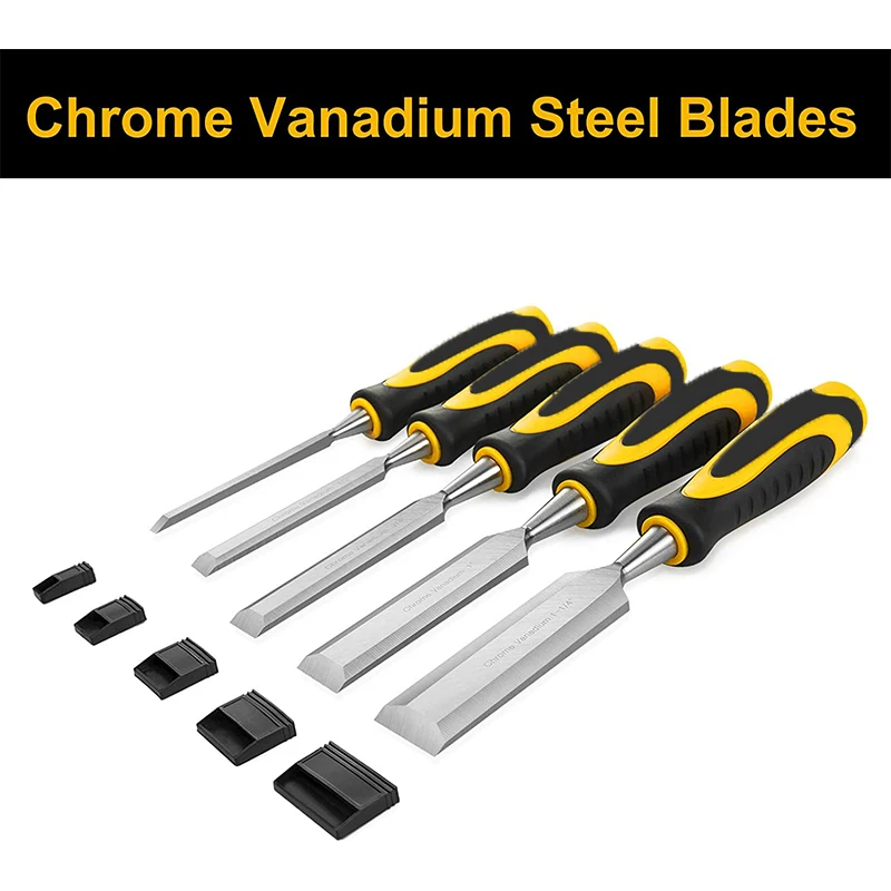 12Pcs Strumenti per Intagliare il Legno Lama in Acciaio Al Cromo Vanadio Manico in Legno Set di Scalpelli per Incisione per Artigianato Fai-da-te