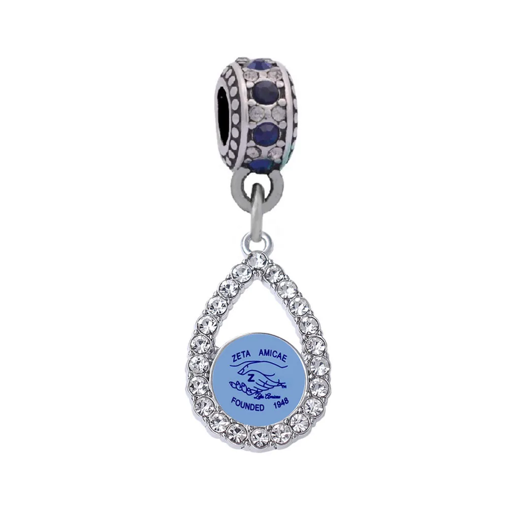 Enamel Color Greek Letter ZETA Amicae Sorority Fraternity Charm Pendants With European Bead