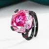 adjustable size Black gold rose red ring