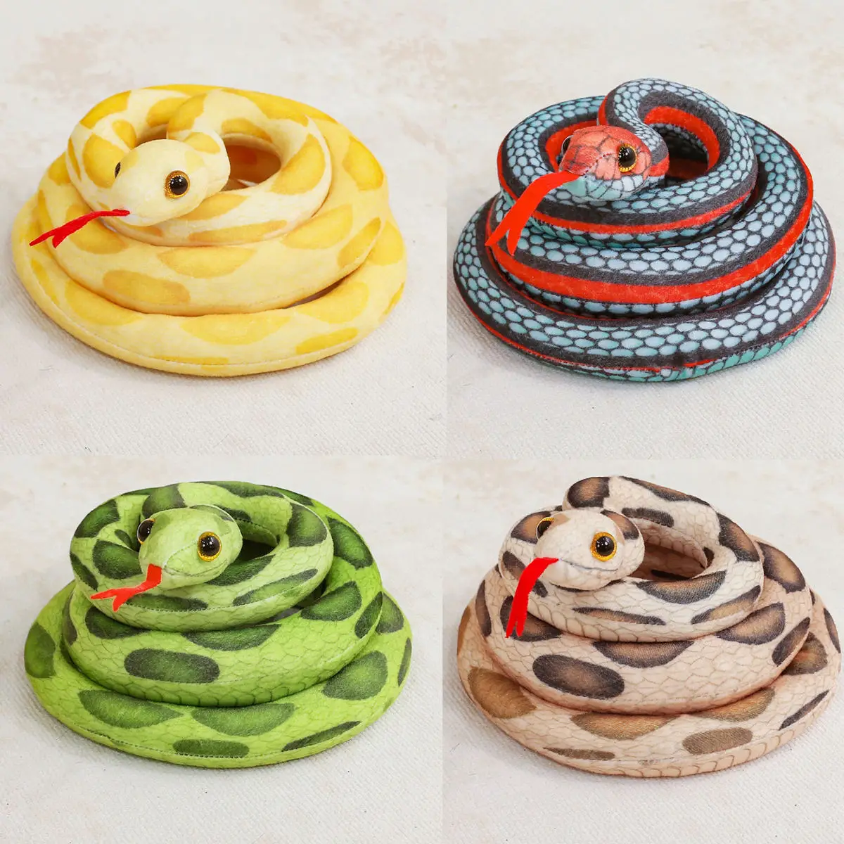 Simulated snake plush toy rattlesnake spotted python prank cobra action figure children's toy Halloween