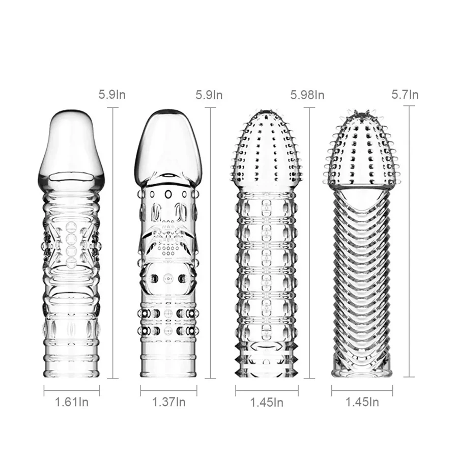 Reusable Lock Essence Crystal Penis Enlargement With Spike Dotted Penis Sleeve for Male Penis Sheath Condoms for Men