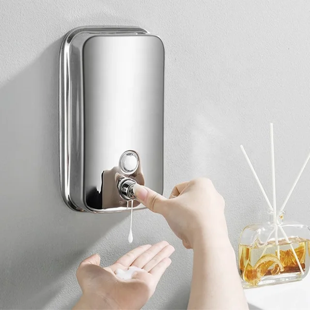 500ML 1000ML Stainless Steel Manual Hand Soap Dispenser Modern Wall Mounted Pump for Hotel Hospital