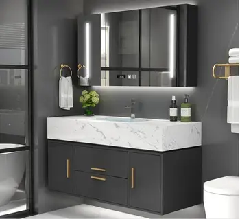 Elegant Design Modern Bathroom Vanities Solid Surface Bathroom Cabinet Single Sink