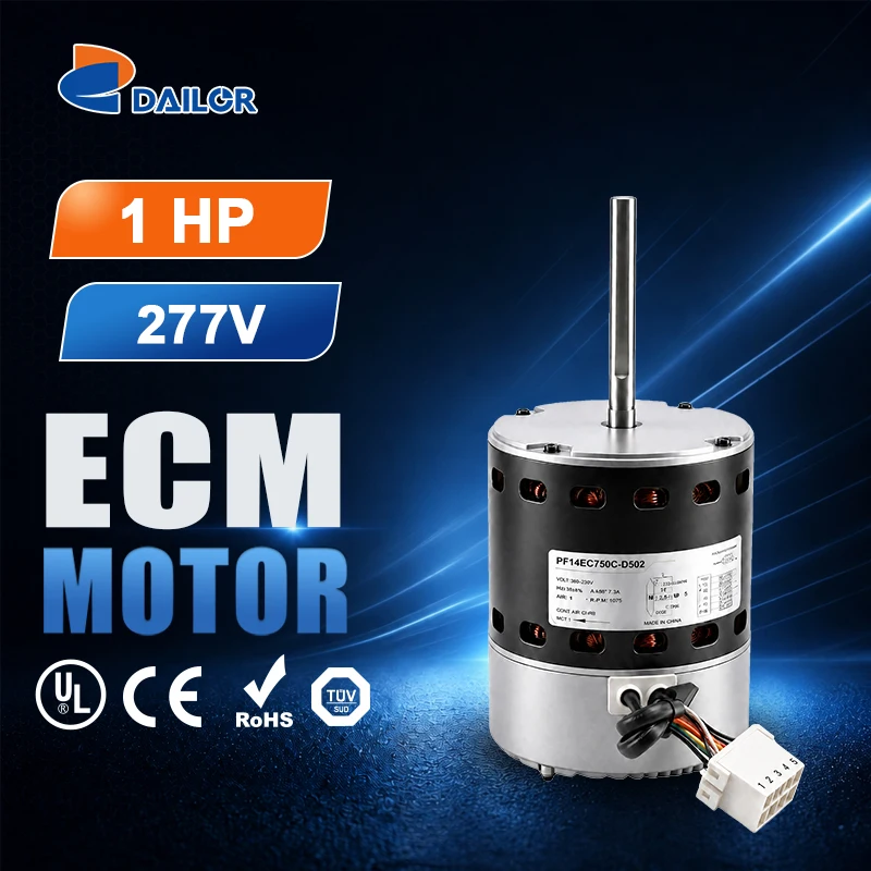 motor ECM de ventilação, substituição OEM, 1 CV, 277 V, 1075 rpm, torque constante, modelo X-13, 5 pinos, 5 velocidades, carcaça 48, referências 10861, 10866, M055PWCSL-0276, 51-105203-18