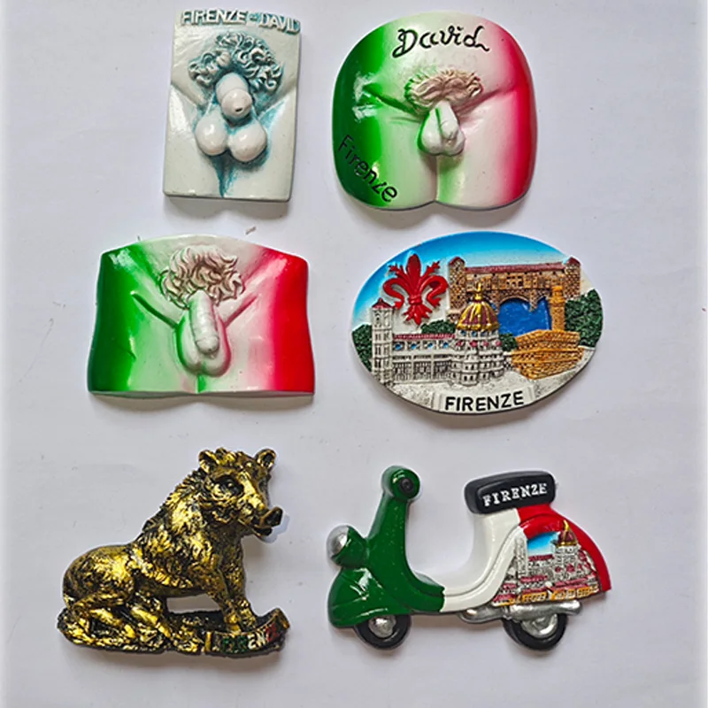 Modern Firenze Resin Refrigerator Sticker Country Design Style PVC Paper Material Custom Logo Wholesale Refrigerator Souvenir