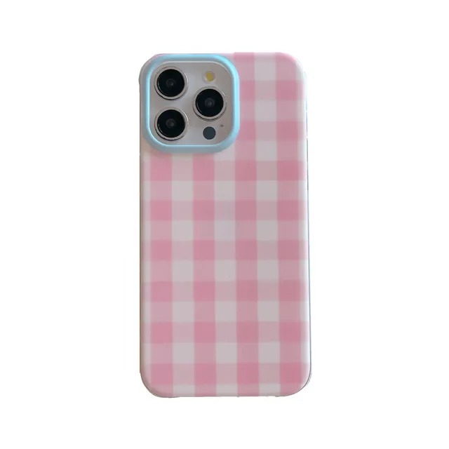 ins Pink Check Dot Grid Ring Buckle Protective Shockproof Mobile Phone Accessories Cover Case For iPhone 11 12 13 14 15 Pro Max