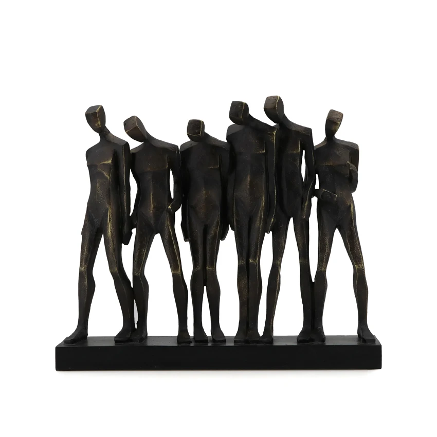 New Artificial Friends Resin Bronze Abstract Human 6 Men Ornament For Interior Designs