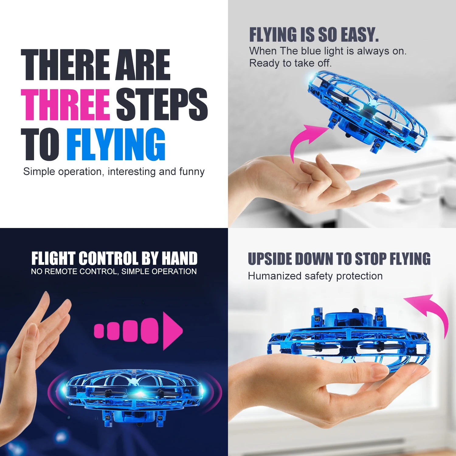 360 Rotating Hover Orb Magic Led Mini Drone Ufo Flying Spinner