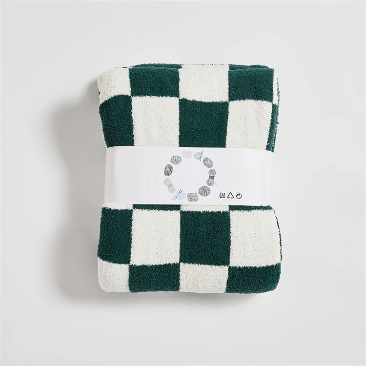 product high quality hot sell  low moq baby bedding checkerboard knitted blanket 2840 for chidren qpg-57