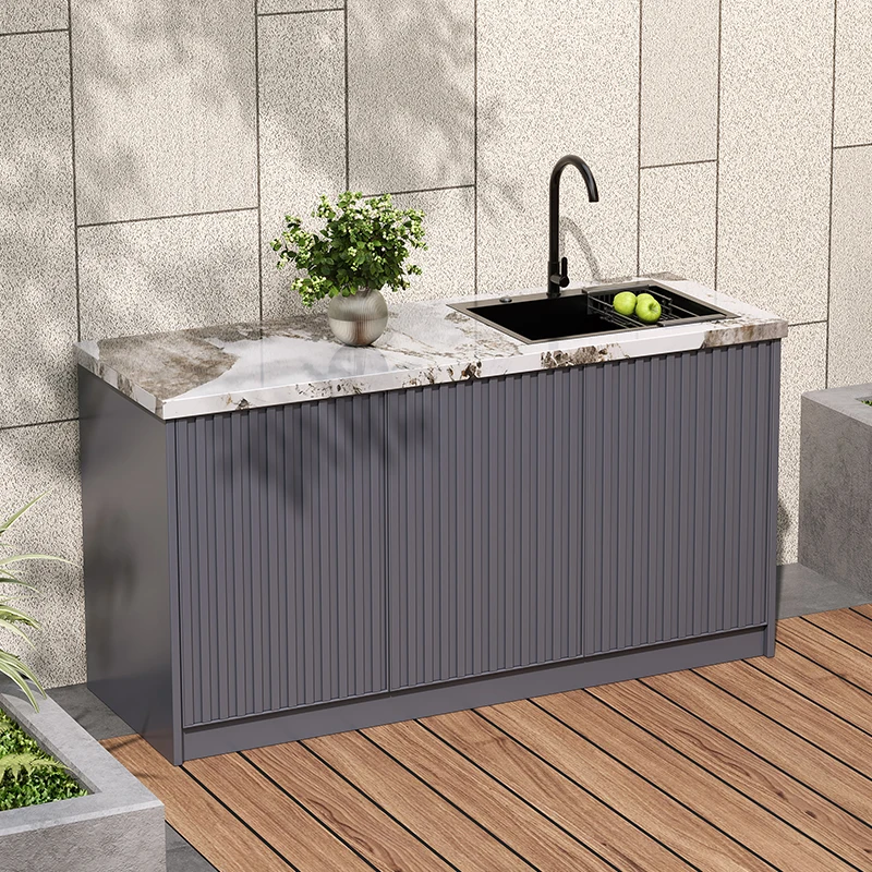 Outdoor Courtyard Operation Desk Washbasin Basin Integrated Outdoor Rock Board Aluminum Alloy Storage Cabinet Sink Combinatio