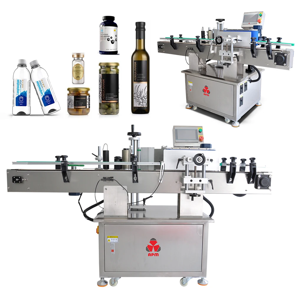 APM-L211 Hot Sales Automatic Rolling Vertical Cup Can Water Bottle Round Bottle Labeling Machine for Plastic Bottles